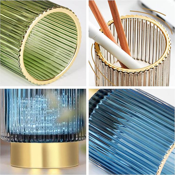 DASITON Make up Pinsel Organizer,Kosmetik Organizer Gold,Pinsel Organizer aus Glas,Pinselhalter Kosm