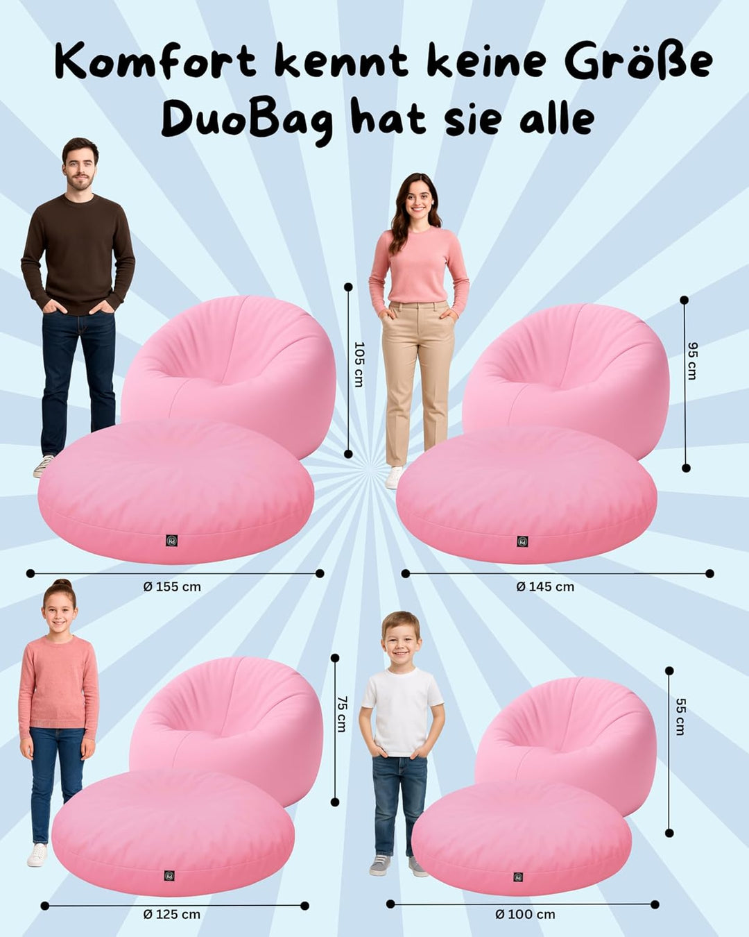 PATCH HOME Sitzsack 2 in 1 Sitzkissen Bodenkissen für Erwachsene & Kinder - Gaming mit Füllung Kisse