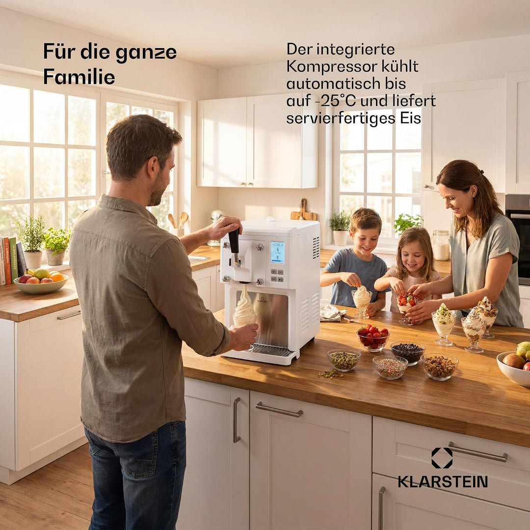 Klarstein Sweet Sundae - Eiscrememaschine, 1,5 Liter, mitselbstkühlendem Kompressor, 200 Watt, Ausga