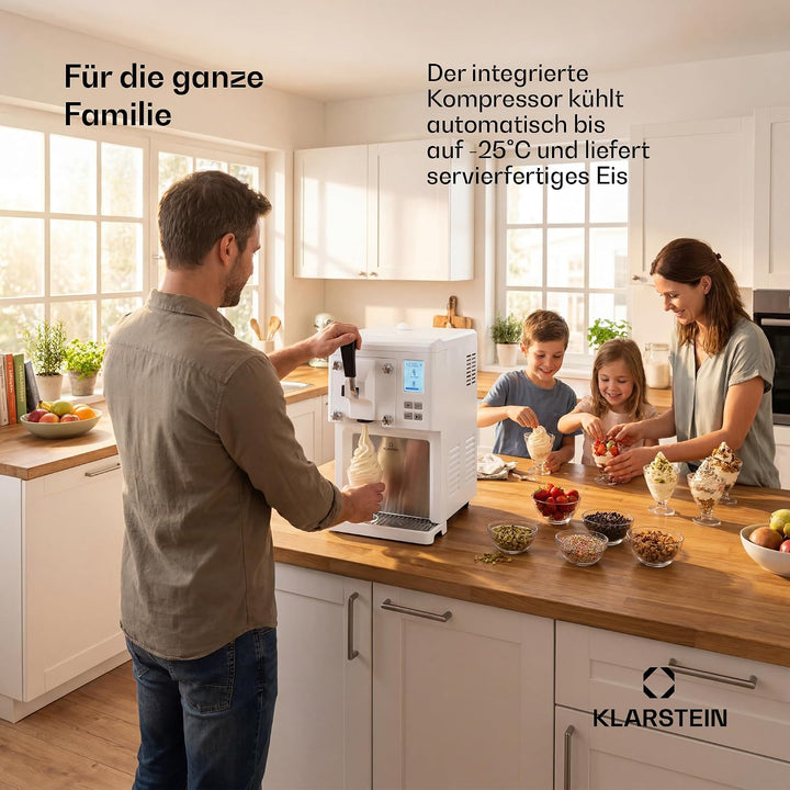 Klarstein Sweet Sundae - Eiscrememaschine, 1,5 Liter, mitselbstkühlendem Kompressor, 200 Watt, Ausga