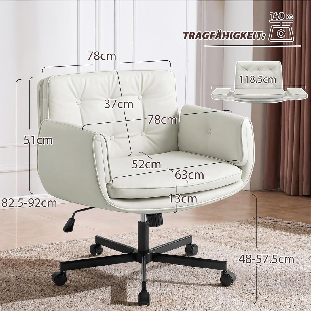 Bürostuhl Ergonomisch mit 5-Stufig Verstellbare Armlehnen, Schreibtischstuhl mit Breitem Sitzkissen,