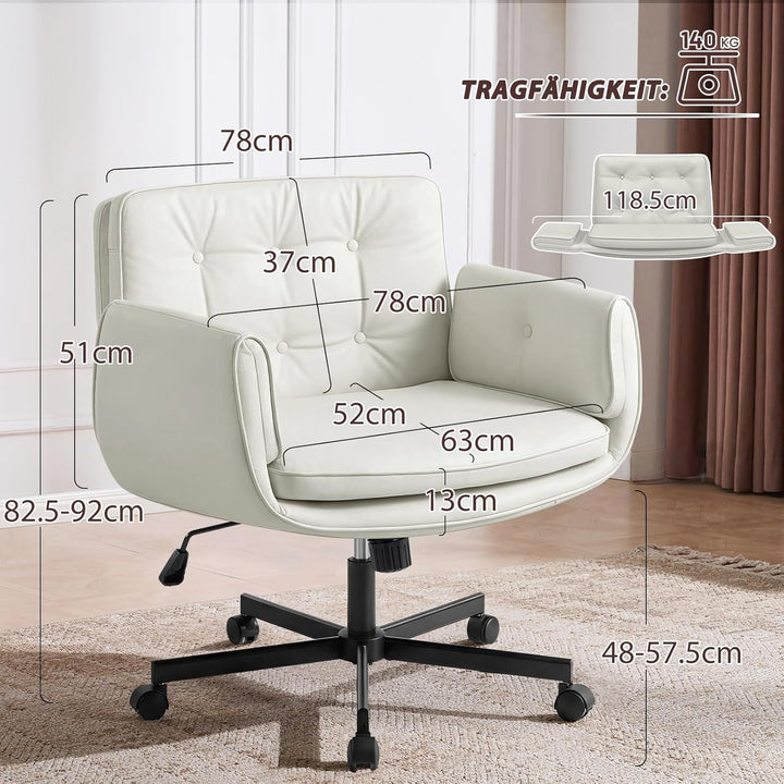 Bürostuhl Ergonomisch mit 5-Stufig Verstellbare Armlehnen, Schreibtischstuhl mit Breitem Sitzkissen,