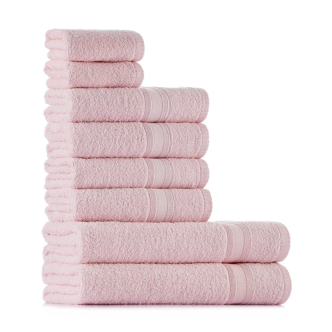 Tuiste Handtücher Set Hellrosa |%100 Baumwolle Handtuch Set 8 Teilig | 2X Badetücher (70x140), 4X Ha