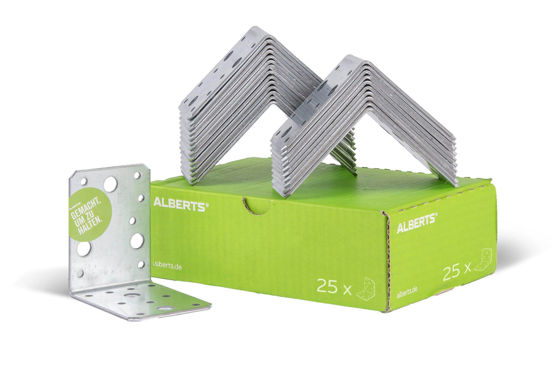 Alberts 846589 Winkelverbinder | sendzimirverzinkt | 90 x 90 x 65 mm | 25er Set, 90 x 90 x 65 mm
