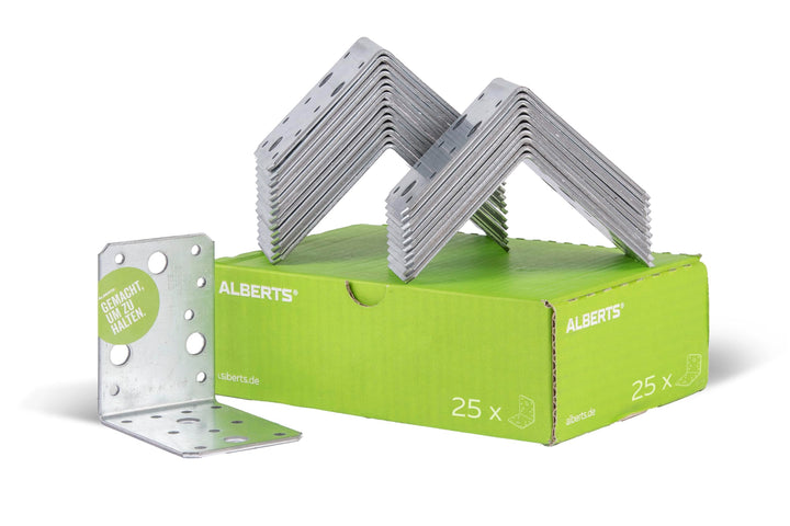 Alberts 846589 Winkelverbinder | sendzimirverzinkt | 90 x 90 x 65 mm | 25er Set, 90 x 90 x 65 mm