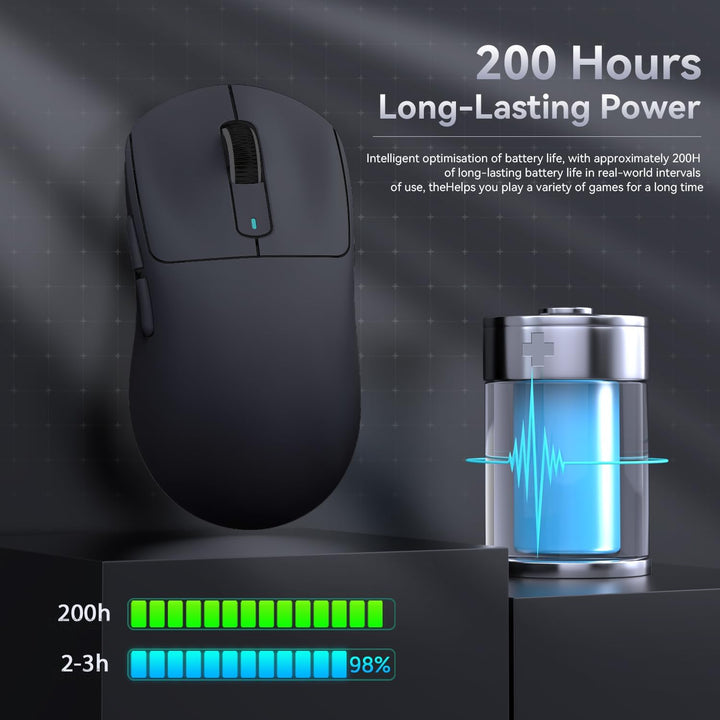ATTACK SHARK X3 49g Ultraleicht Maus, PixArt PAW3395 Gaming-Sensor, BT/2,4G Kabellose/Kabelgebundene