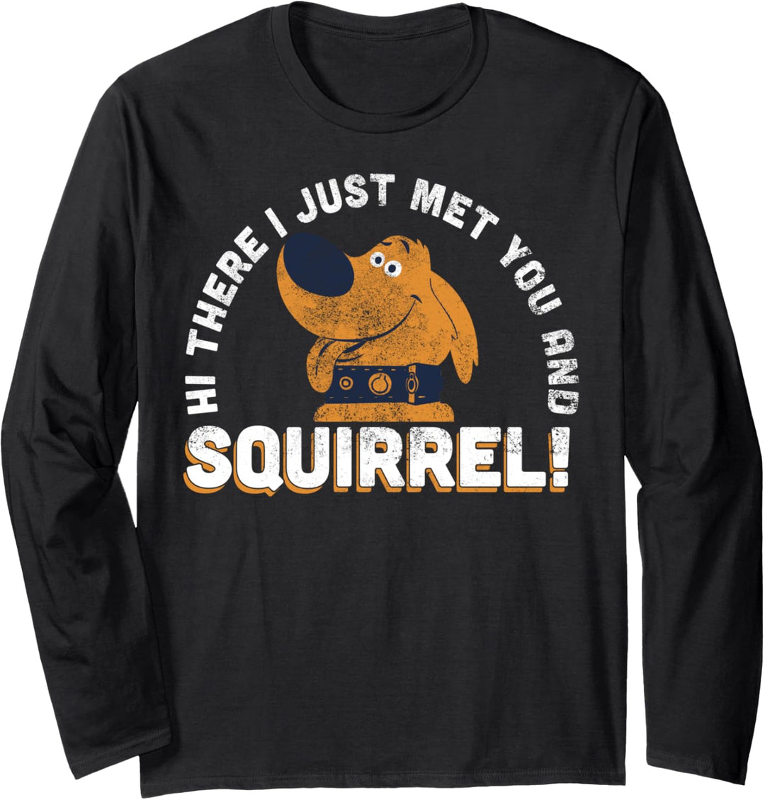 Disney Pixar Up Dug Squirrel Cartoon Portrait Langarmshirt