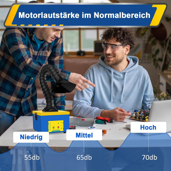 KINGSOM K7 Lötabsaugung 3 Luftstromstärken mit erstellbarem Rohrarm Lötrauchabsaugung 2 in 1 HEPA-Ak