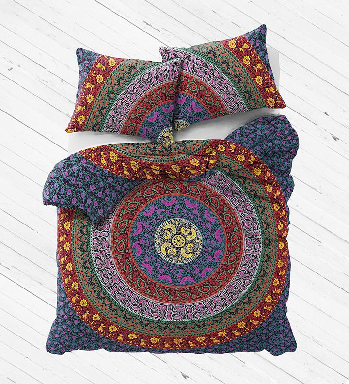 Traditionelle Jaipur Bettbezug Queen Size, indischen Mandala Baumwolle Werfen, Bohemian Doona, Boho
