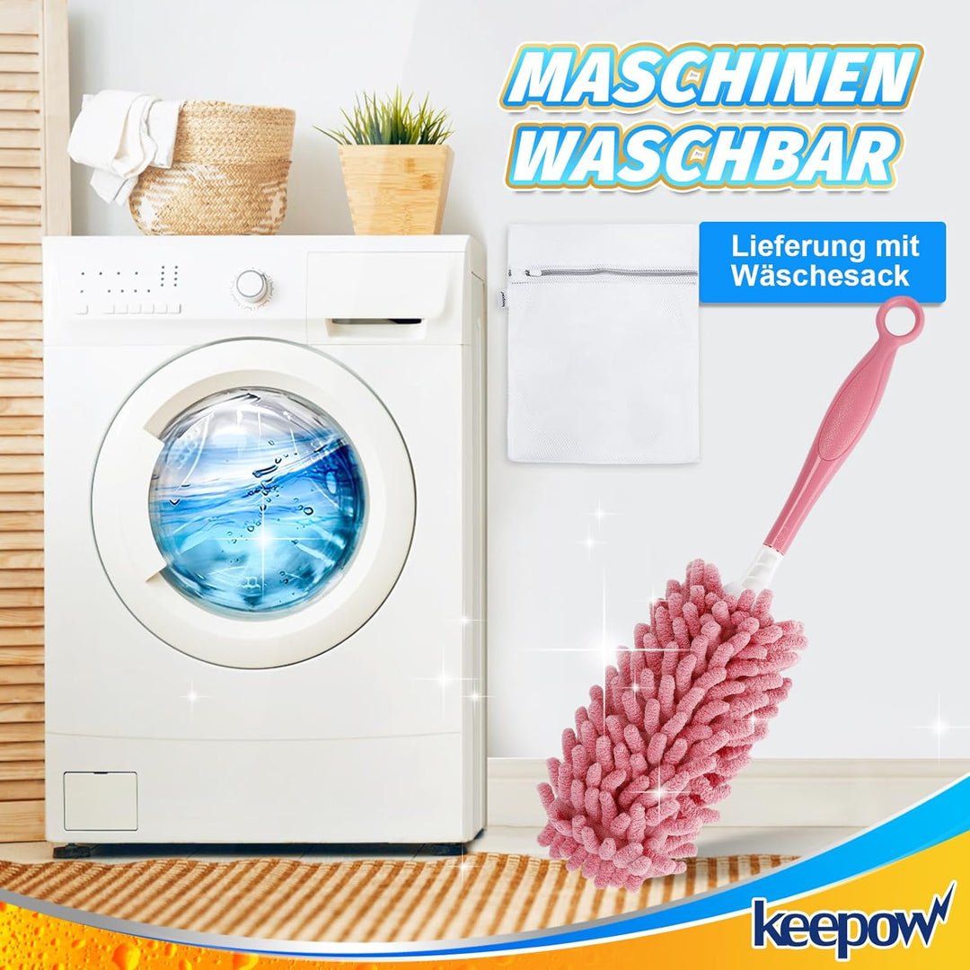 KEEPOW Staubwedel Waschbar für Swiffer Staubmagnet Nachfüllpack, Superabsorbierende Mikrofaser Tüche