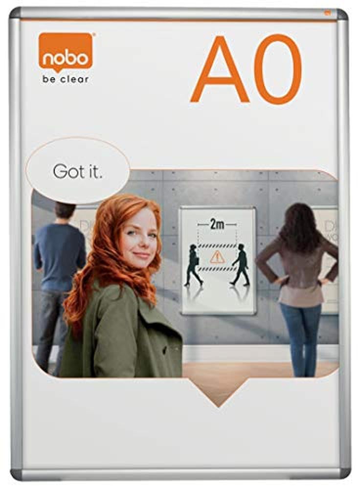 Nobo Premium Plus Plakatrahmen mit Klapprahmen, Grösse A0, Wandbefestigung durch Eckmontage, Alumini