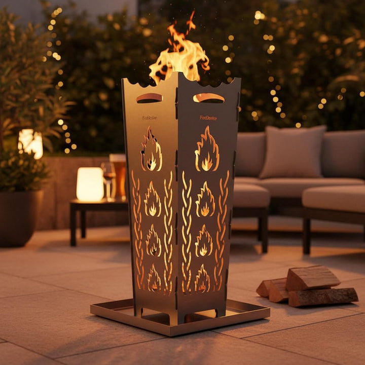 FireDesire Grill Pro Feuerkorb 80cm + Grillplatte + Ascheschale, Feuertonne, Feuerschale, Grilltonne