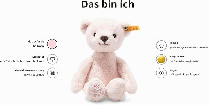 Steiff 242137 Soft Cuddly Friends My First Teddybär- 26 cm - Kuscheltier für Babys - rosa (242137),