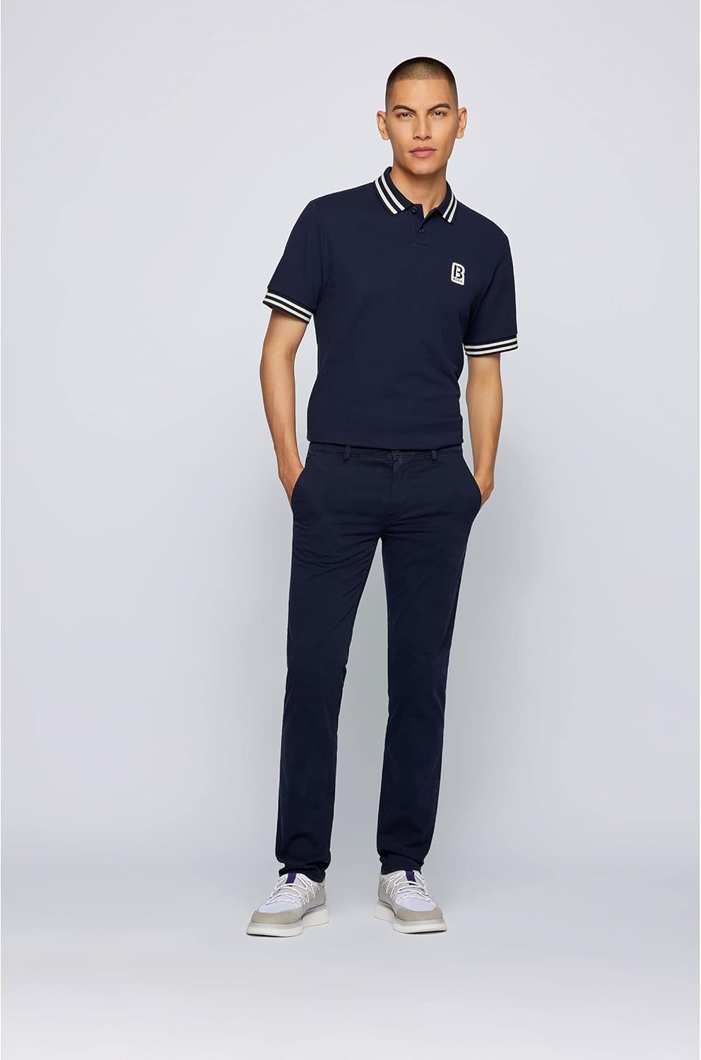 BOSS Herren Schino-Slim D Slim-Fit Hose aus elastischem Baumwoll-Satin 33 Dark Blue404, 33 Dark Blue