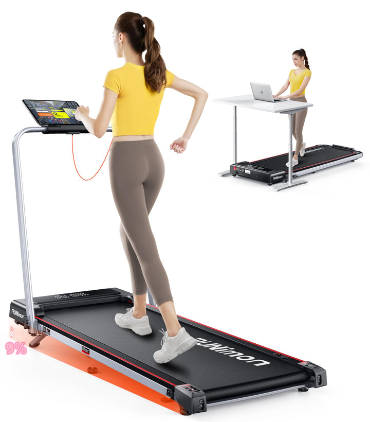 RUNIMON Laufband für Zuhause mit Steigung,6 IN 1 Walking Pad mit 7% Neigung,12km/h Laufband für Zuha