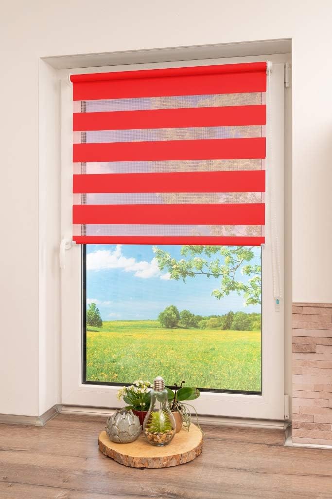 K-home Klemmfix Doppelrollo Madrid ohne Bohren Rot 75 x 150 cm (B x L) Rot 75x150 cm (B x L), Rot 75