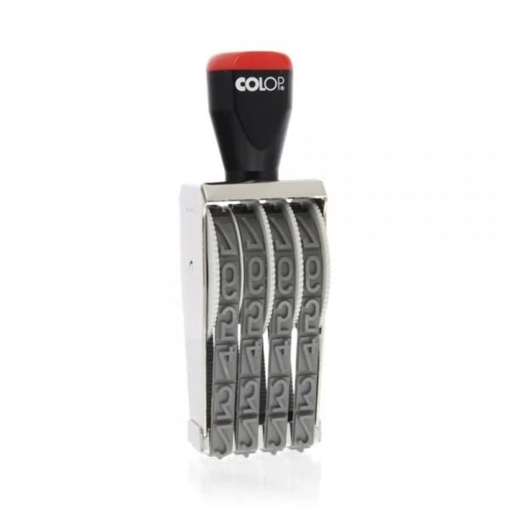 COLOP 15004 Gummi-Nummerierstempel, 108903, 15 mm, 4 Bänder-Chargen-Stempel
