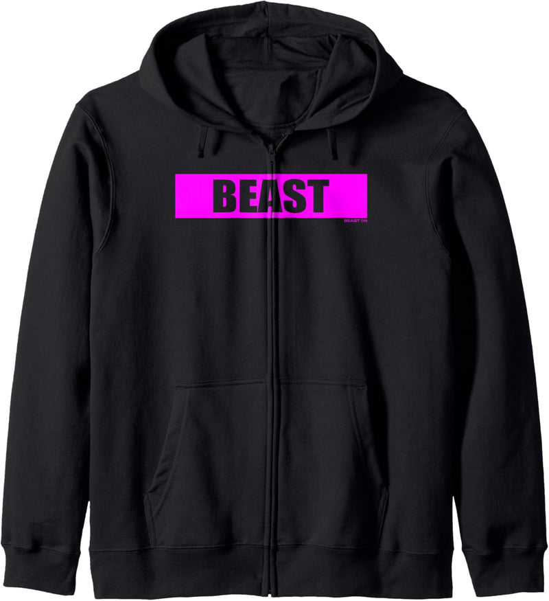 Beast Gym Motivation pinke Farbe Training Fitness Workout Kapuzenjacke