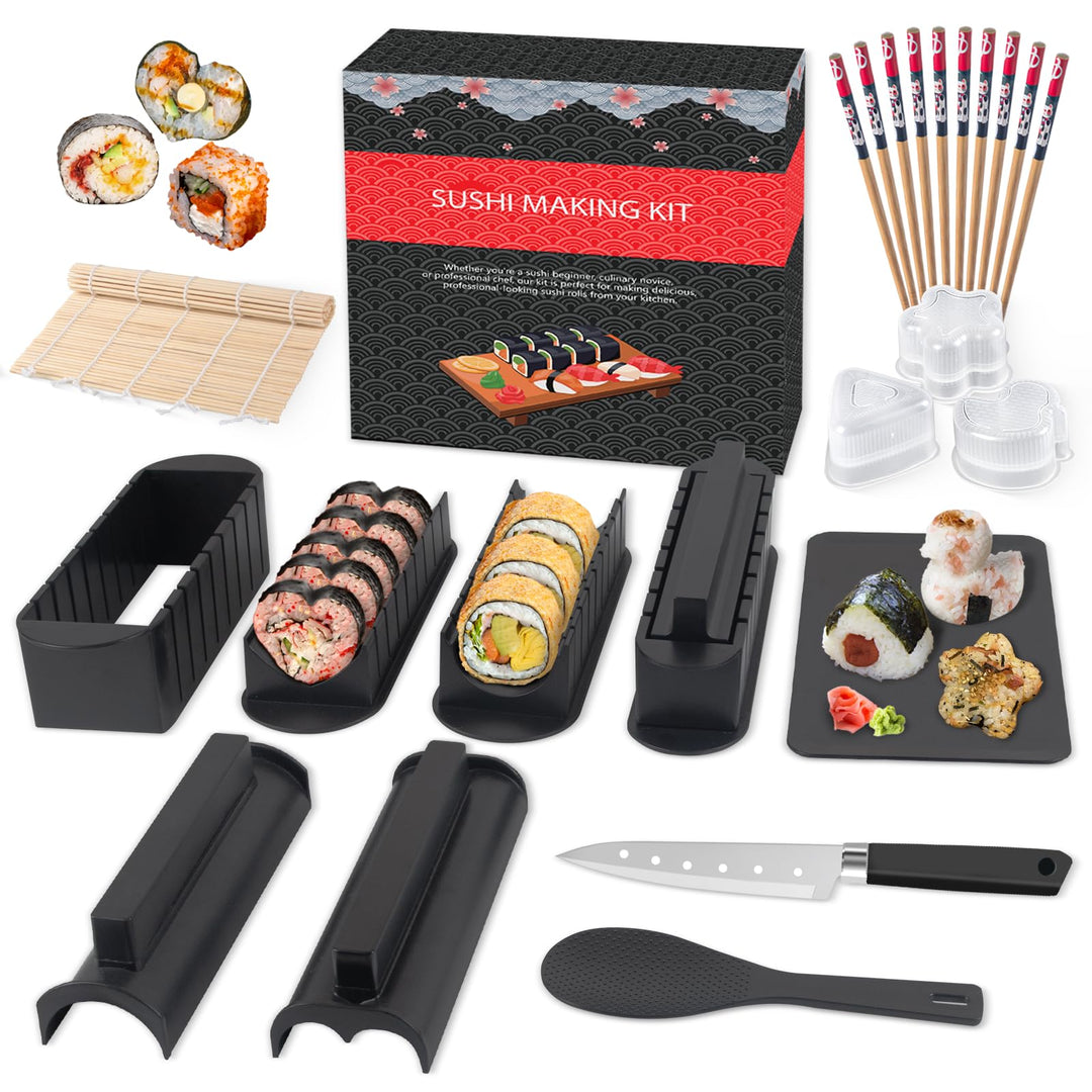 SKYSER Sushi Maker set, 20 Artikel Kit für Anfänger zum selber machen, Kann als Sushiteller verwende