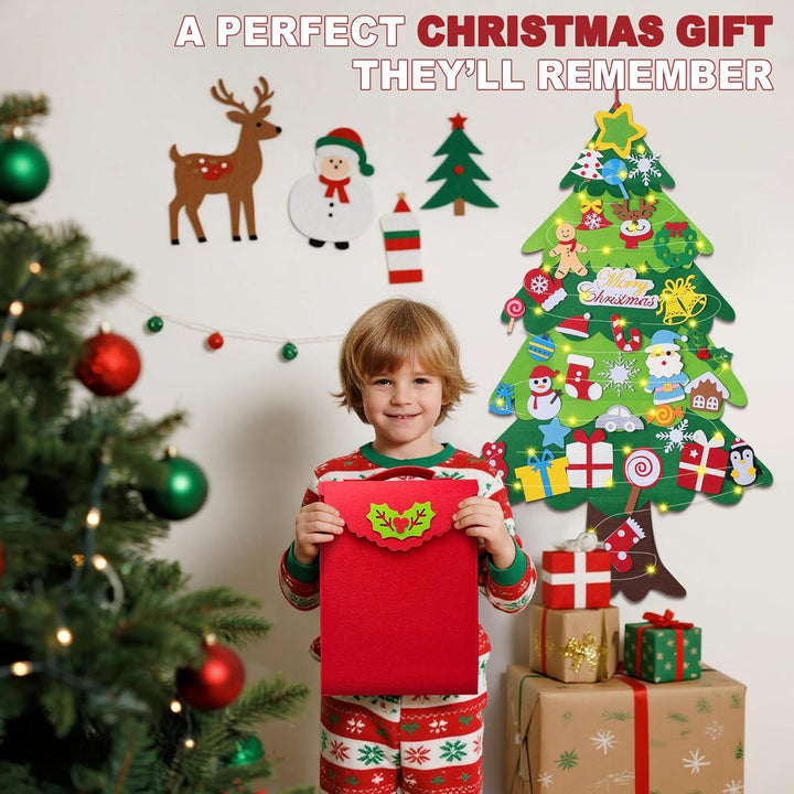WEST STORY Filz Weihnachtsbaum für Kinder, 3.3Ft DIY Filz Tannenbaum Zum Schmücken mit 34 Ornamenten