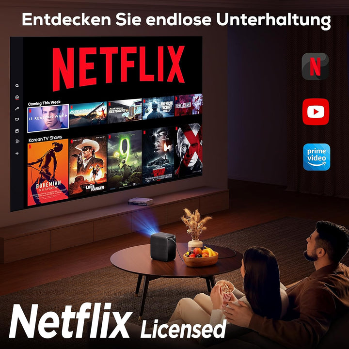 Beamer【Integriertes Netflix/YouTube/Prime Video】, Full HD 1080P 18000 Lumen, iZEEKER 4K Beamer WiFi