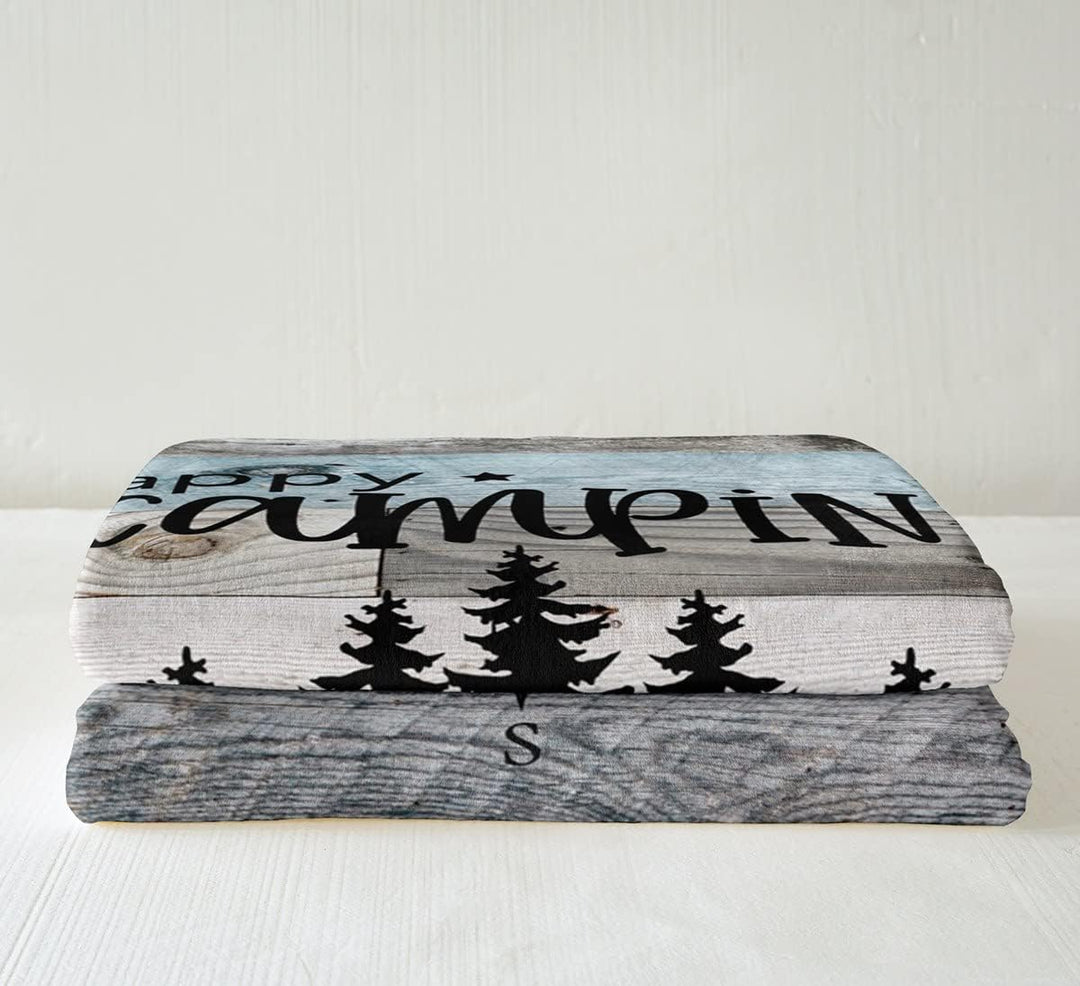 Rv 150x200cm Fleece Decke Glückliche Camping Wurf Decken für Camper, Kompass Dekor Sherpa Decke für