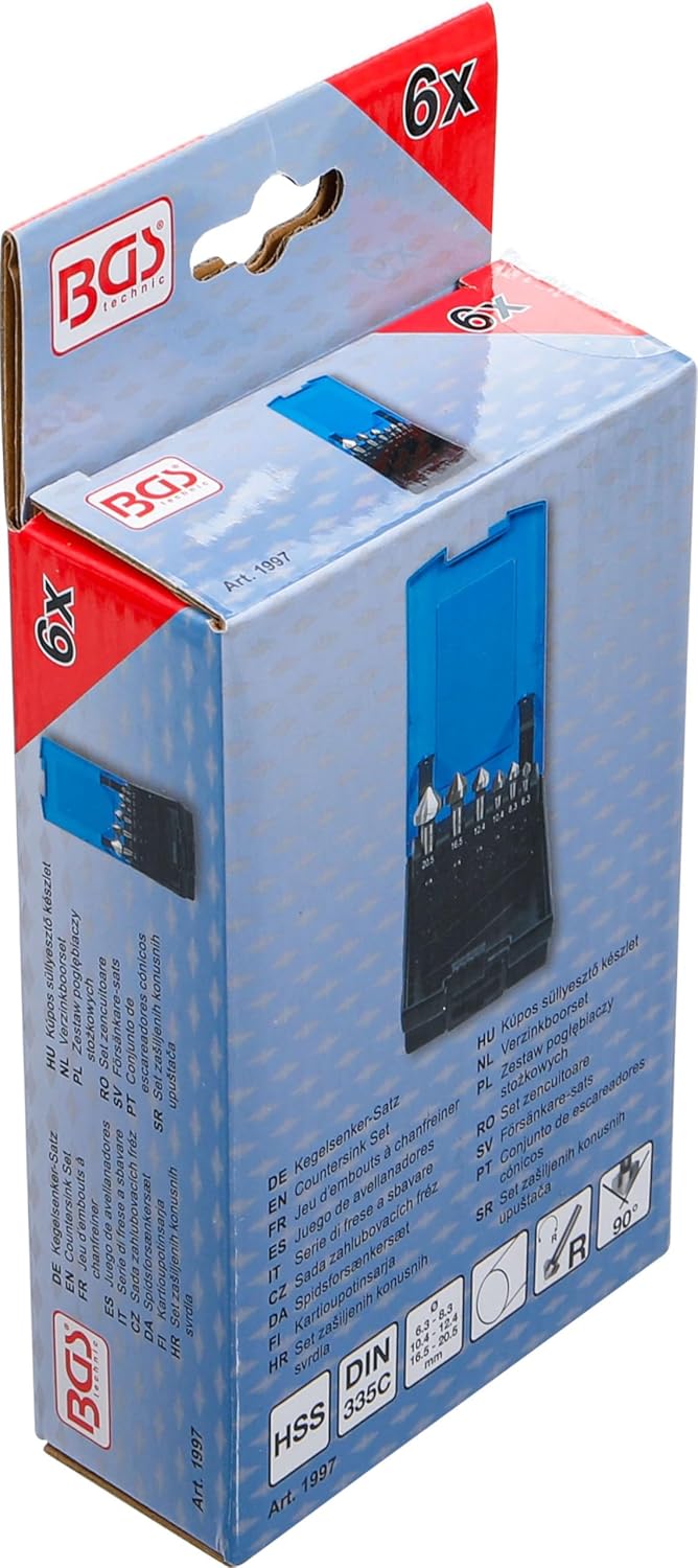 BGS 1997 | Kegelsenker-Satz | 6-tlg. | HSS | DIN 335 Form C | Ø 6,3 - 8,3 - 10,4 - 12,4 - 16,5 - 20,