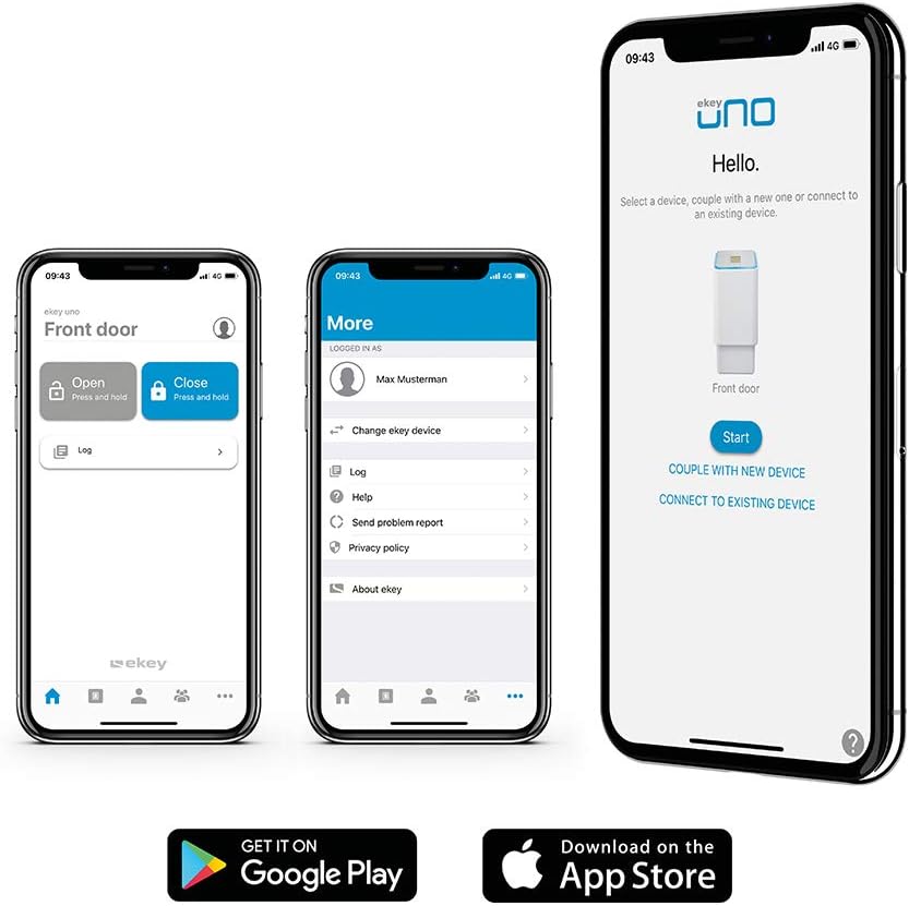 EKEY UNO 200228 Fingerprint mit Akku inkl. Nuki Smart Lock 3.0 Pro schwarz, Akkubetriebenes Nachrüst