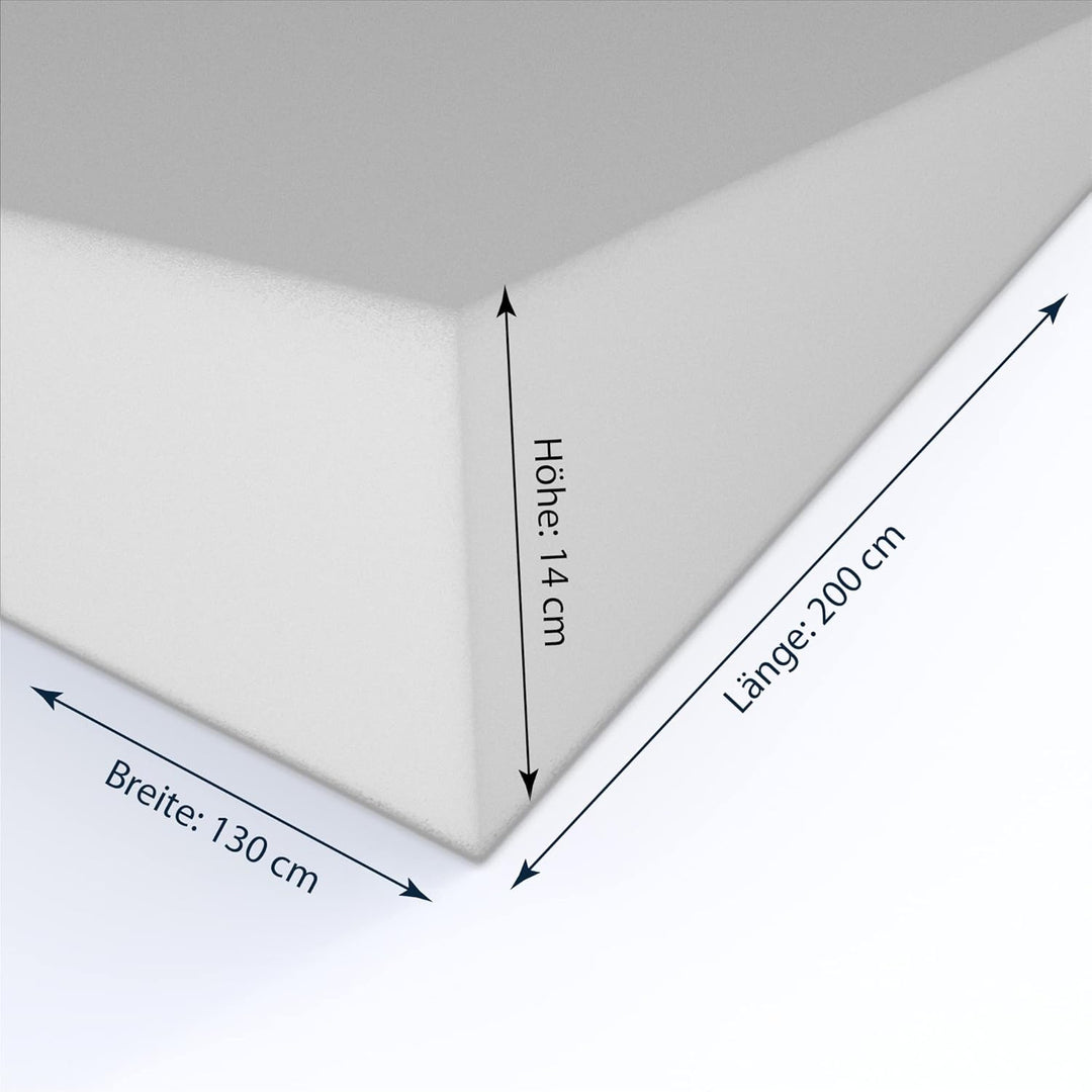 MSS e.K. Schaumstoffplatte Polster Auflage Topper - 200 x 130 x 14 cm - RG27/45 14 cm 130 x 200 cm,