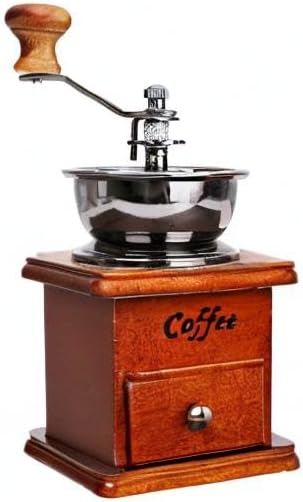 Manuelle Kaffeemühle, Kaffeemühle, Kaffeebohnenmühle, Vintage-Holz-Kaffeemühle mit einstellbarer Zah