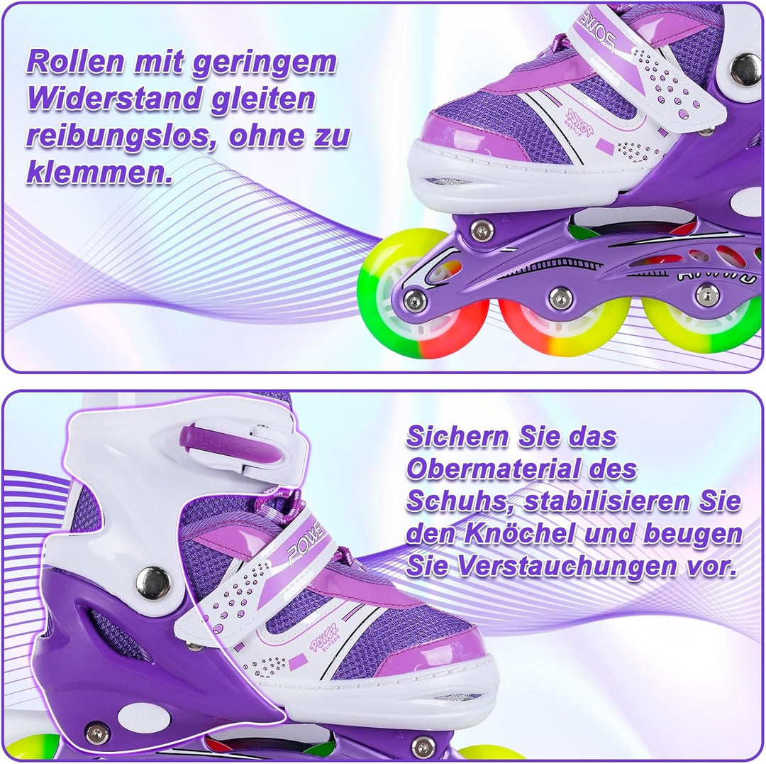 JIFAR Inliner Für Kinder Verstellbare Inline Skates mit Beleuchteten Rädern Rollschuhe Outdoor Schuh