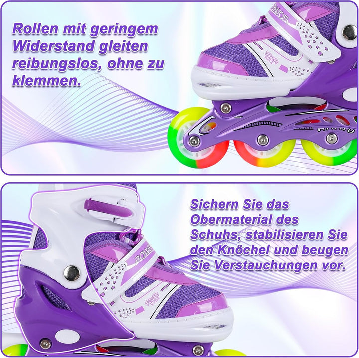 JIFAR Inliner Für Kinder Verstellbare Inline Skates mit Beleuchteten Rädern Rollschuhe Outdoor Schuh