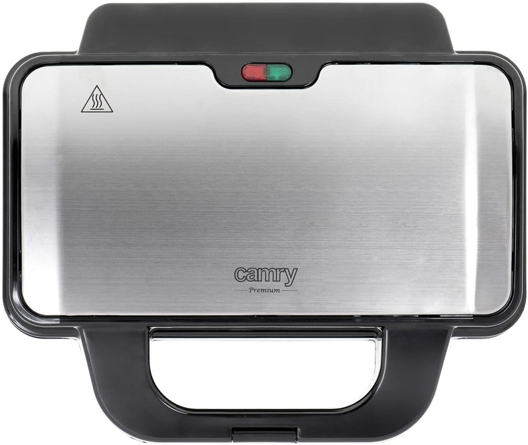 CAMRY CR 3054 Sandwichmaker XL, Toaster, 1300 W, Grillplatte mit feuerfestem Griff, Kontaktgrill mit