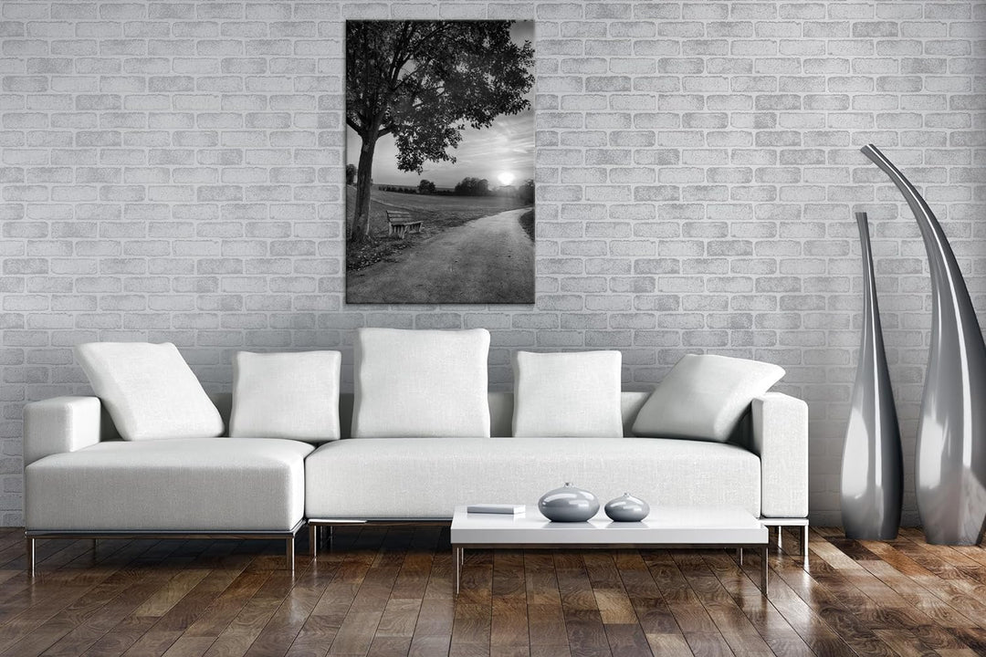 deyoli Spazierweg am Abend Format: 60x40 Effekt: Monocrome Blau als Leinwand, Motiv fertig gerahmt a