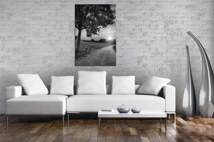 deyoli Spazierweg am Abend Format: 60x40 Effekt: Monocrome Blau als Leinwand, Motiv fertig gerahmt a