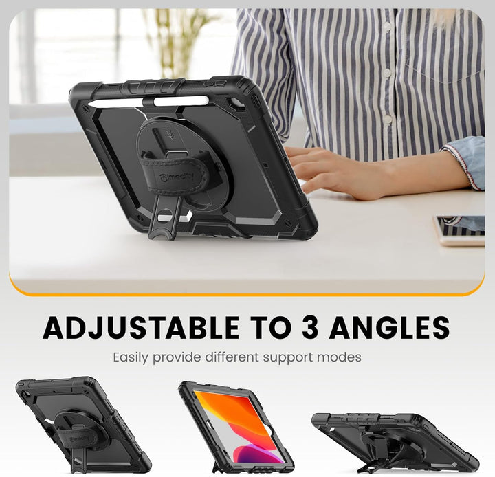 Timecity iPad-Hülle für 25,9 cm (10,2 Zoll) 8./7. Generation, Mit Stifthalter, 360° Drehbarer Stände