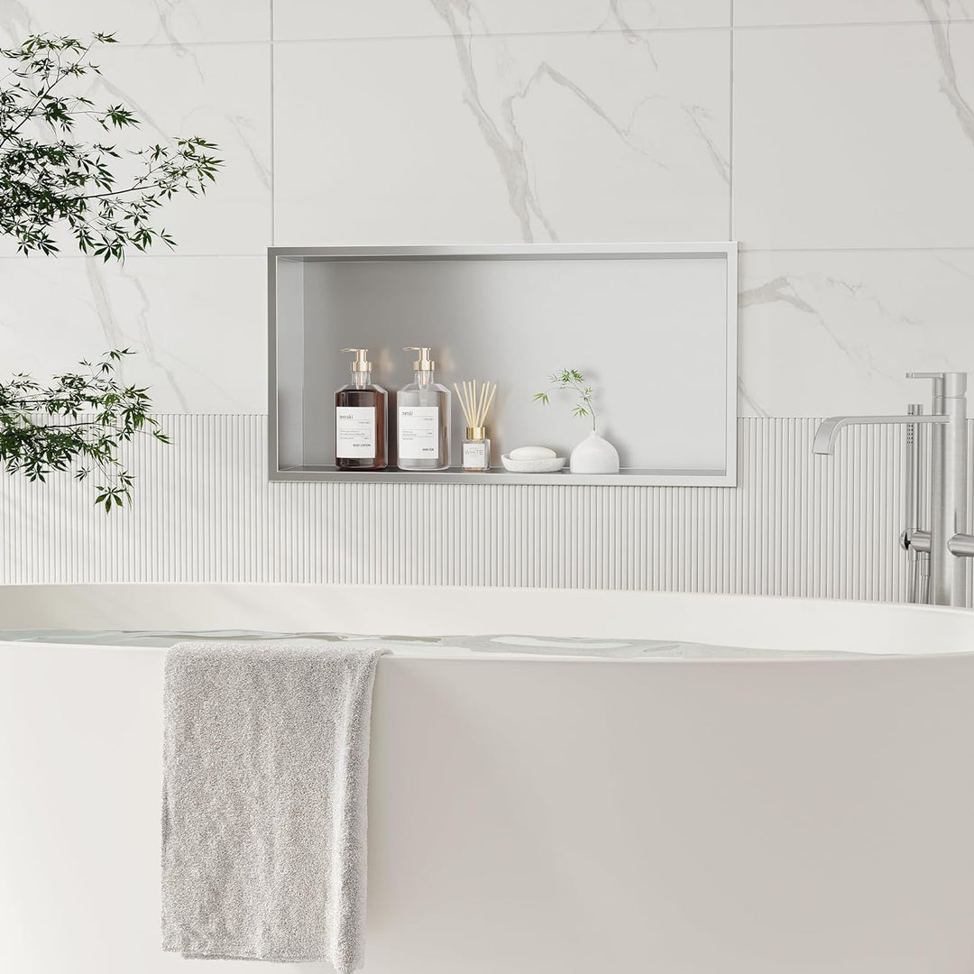 Neodrain Wandnische Dusche Edelstahl Duschnische Einzelregal Lagerung für Badezimmer 60 x 30 cm, Geb
