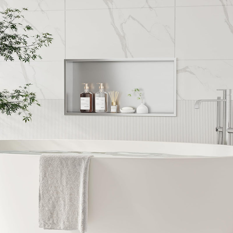 Neodrain Wandnische Dusche Edelstahl Duschnische Einzelregal Lagerung für Badezimmer 60 x 30 cm, Geb