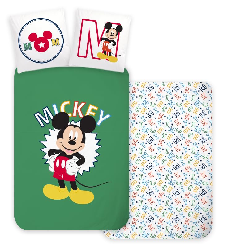 Bettwäsche Mickey für Babybett oder mitwachsendes Bett, wendbarer Bettbezug, 100 x 135 cm + Kissenbe