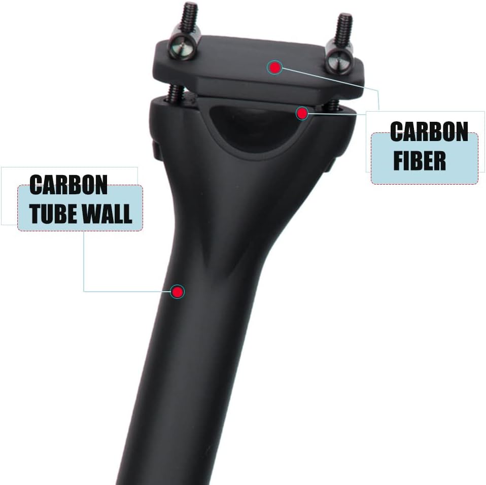 QIKU Carbon Fahrrad Sattelstützen MTB Sattelstütze/Rennrad Sattelstütze 27.2/31.6 * 350/400MM 31.6×4