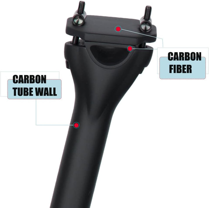 QIKU Carbon Fahrrad Sattelstützen MTB Sattelstütze/Rennrad Sattelstütze 27.2/31.6 * 350/400MM 31.6×4