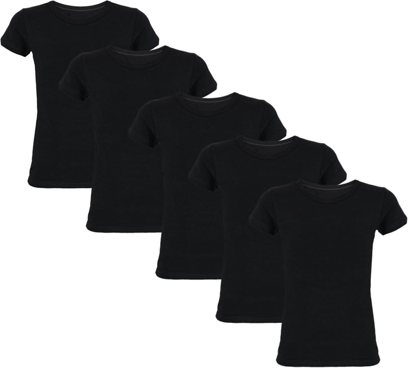 TupTam Kinder Jungen Unterhemd Basic T-Shirts Kurzarm 5er Pack 116-122 Schwarz, 116-122 Schwarz