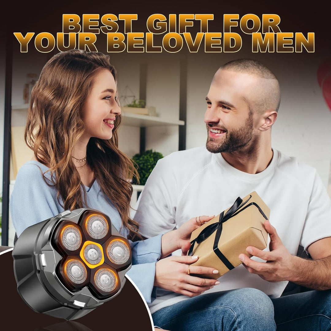 Glatzen Rasierer Herren mit LED Anzeige, Wasserdicht 6D Flexibler Glatzenrasierer, Magnetische Schwe