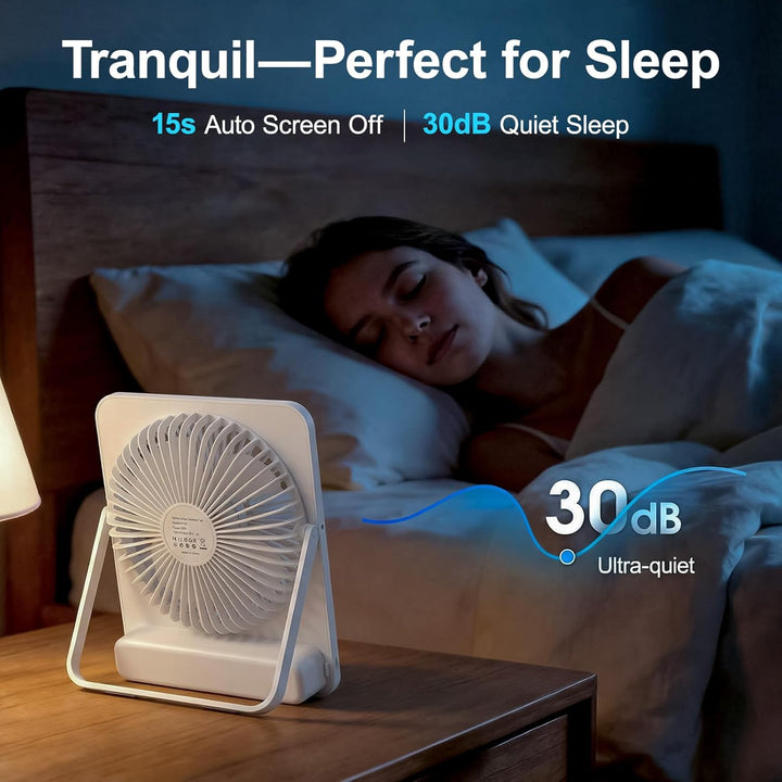 Akku Ventilator 10000mAh 40H mit 100 Stufen: Stufenlos Regulierbarer Tischventilator leise mit Wandh
