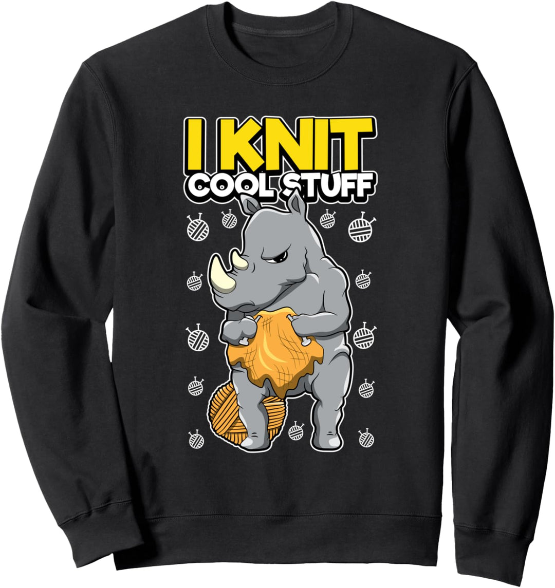 I Knit Cool Stuff - Nashorn Wollknäuel Spruch - Stricken Sweatshirt