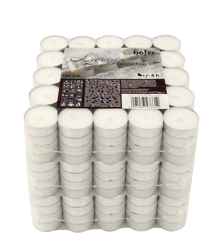 Hofer Kerzen Teelichter tealight ohne duft, 300 Stück Set, in Metallhülsen, bis zu 4h Brenndauer, Du