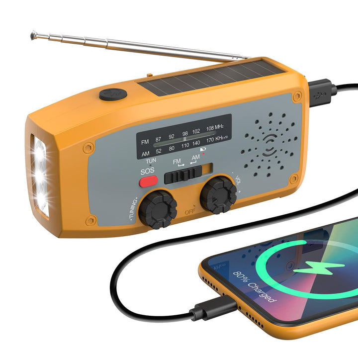 Kurbelradio，Dolucky Notfall-Solarradio, Survival Kurbelradio mit LED-Taschenlampe, SOS-Alarm,AM/FM W