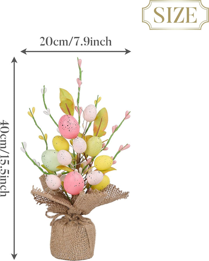 Valery Madelyn 28cm Ostereierbaum mit Licht, Bunte Eier Zweig Baum Dekorationen mit LED Lichtern und