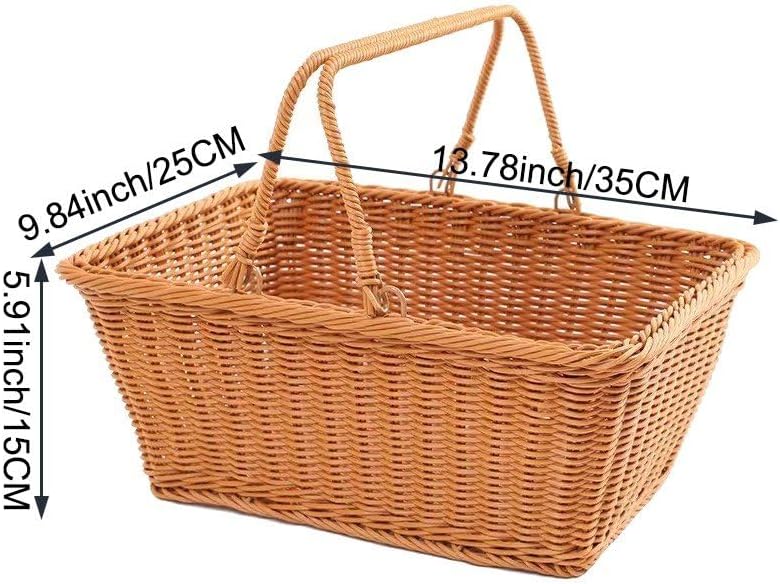 Picknickkorb Griff, Rattan-aufbewahrungskorb, Einkaufskorb, Gewebt, Leerer Picknick-aufbewahrungskor