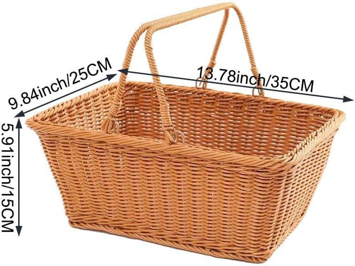 Picknickkorb Griff, Rattan-aufbewahrungskorb, Einkaufskorb, Gewebt, Leerer Picknick-aufbewahrungskor